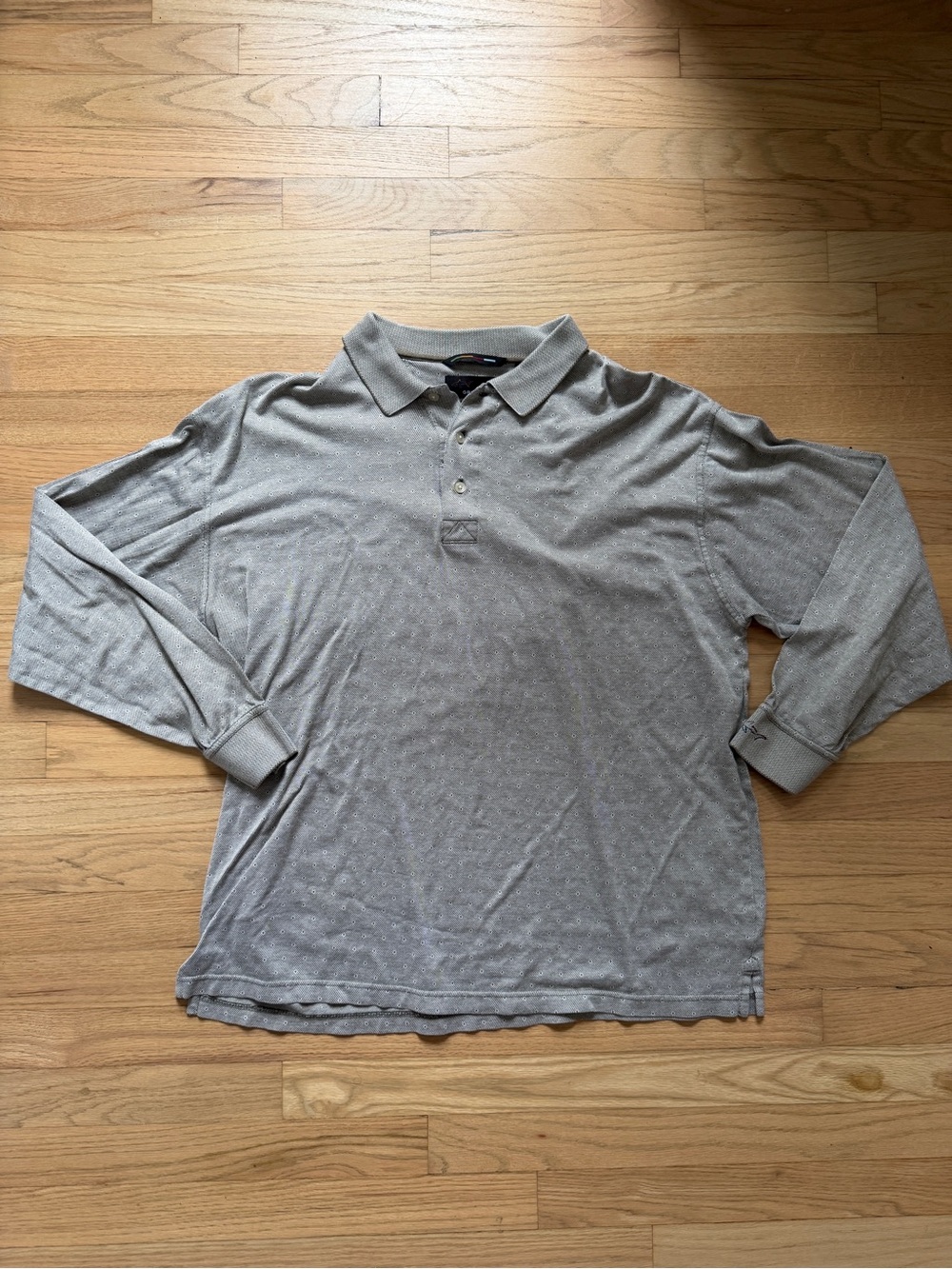 Greg Norman Collection Long Sleeve Button-Down Polo - Light Gray/Tan